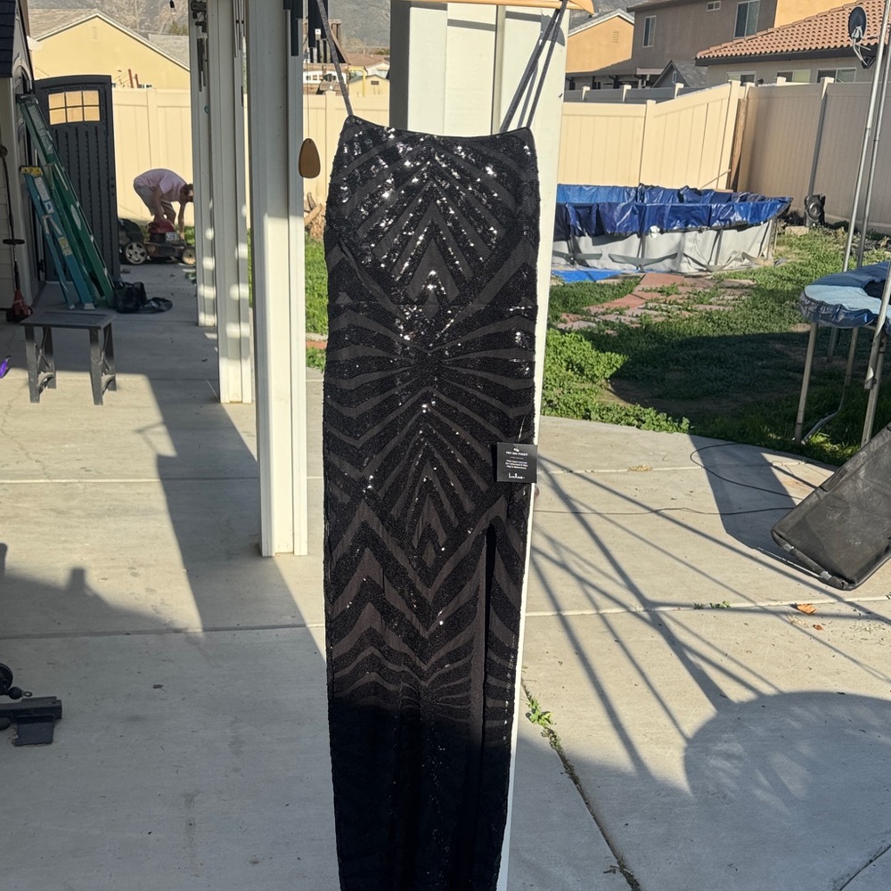 Lulu's Black Sequin Evening Dress